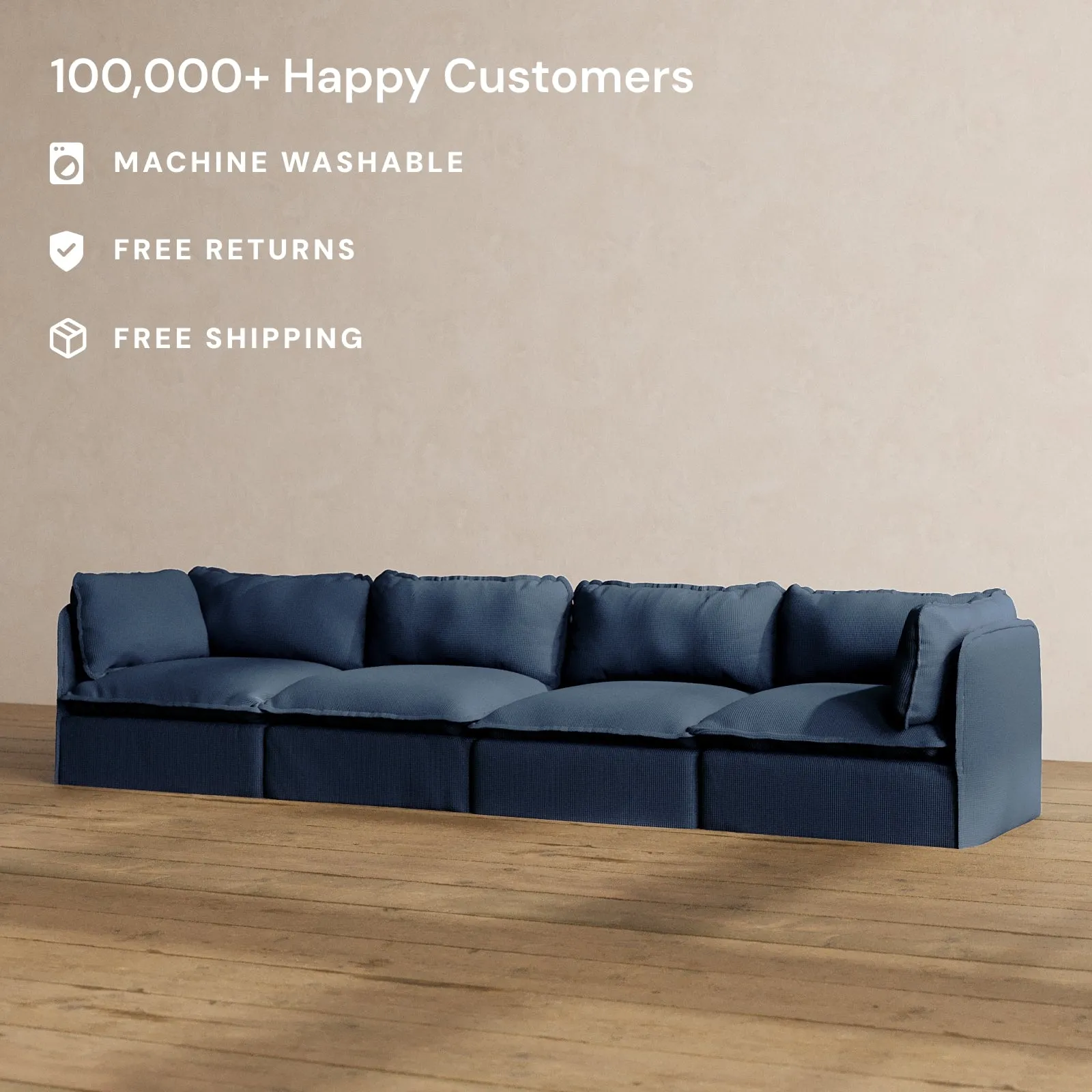 Modular Washable 4-Seater in Sumi | Deluxe  Seat | Cloud Pillow