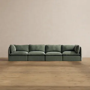 Modular Washable 4-Seater in Willow | Deluxe  Seat | Cloud Pillow
