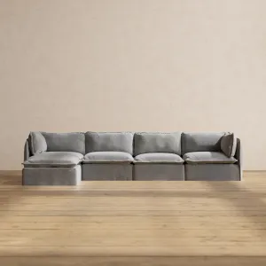 Modular Washable 4-Seater Sectional in Ash | Deluxe  Seat | Cloud Pillow