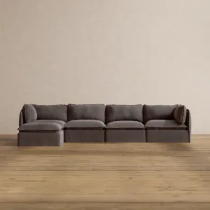 Modular Washable 4-Seater Sectional in Caviar | Deluxe  Seat | Cloud Pillow