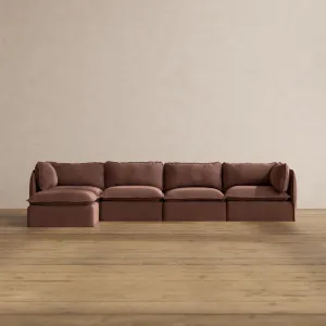 Modular Washable 4-Seater Sectional in Chestnut | Deluxe  Seat | Cloud Pillow
