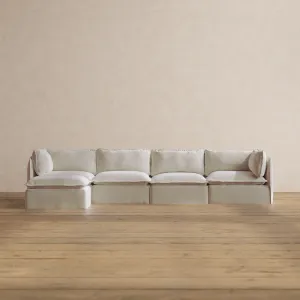 Modular Washable 4-Seater Sectional in Coco | Deluxe  Seat | Cloud Pillow