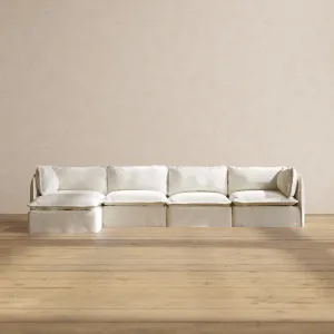 Modular Washable 4-Seater Sectional in Eggshell | Deluxe  Seat | Cloud Pillow