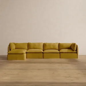 Modular Washable 4-Seater Sectional in Kiiro | Deluxe  Seat | Cloud Pillow