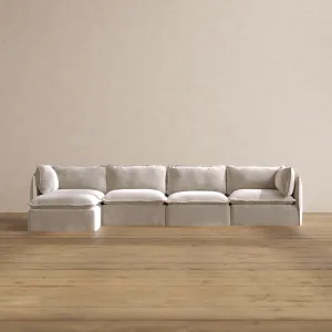 Modular Washable 4-Seater Sectional in Mist | Deluxe  Seat | Cloud Pillow