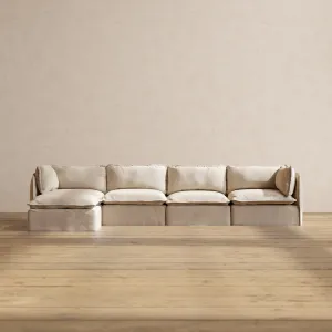 Modular Washable 4-Seater Sectional in Oat | Deluxe  Seat | Cloud Pillow