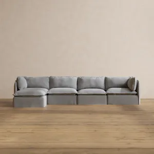 Modular Washable 4-Seater Sectional in Pumice | Deluxe  Seat | Cloud Pillow