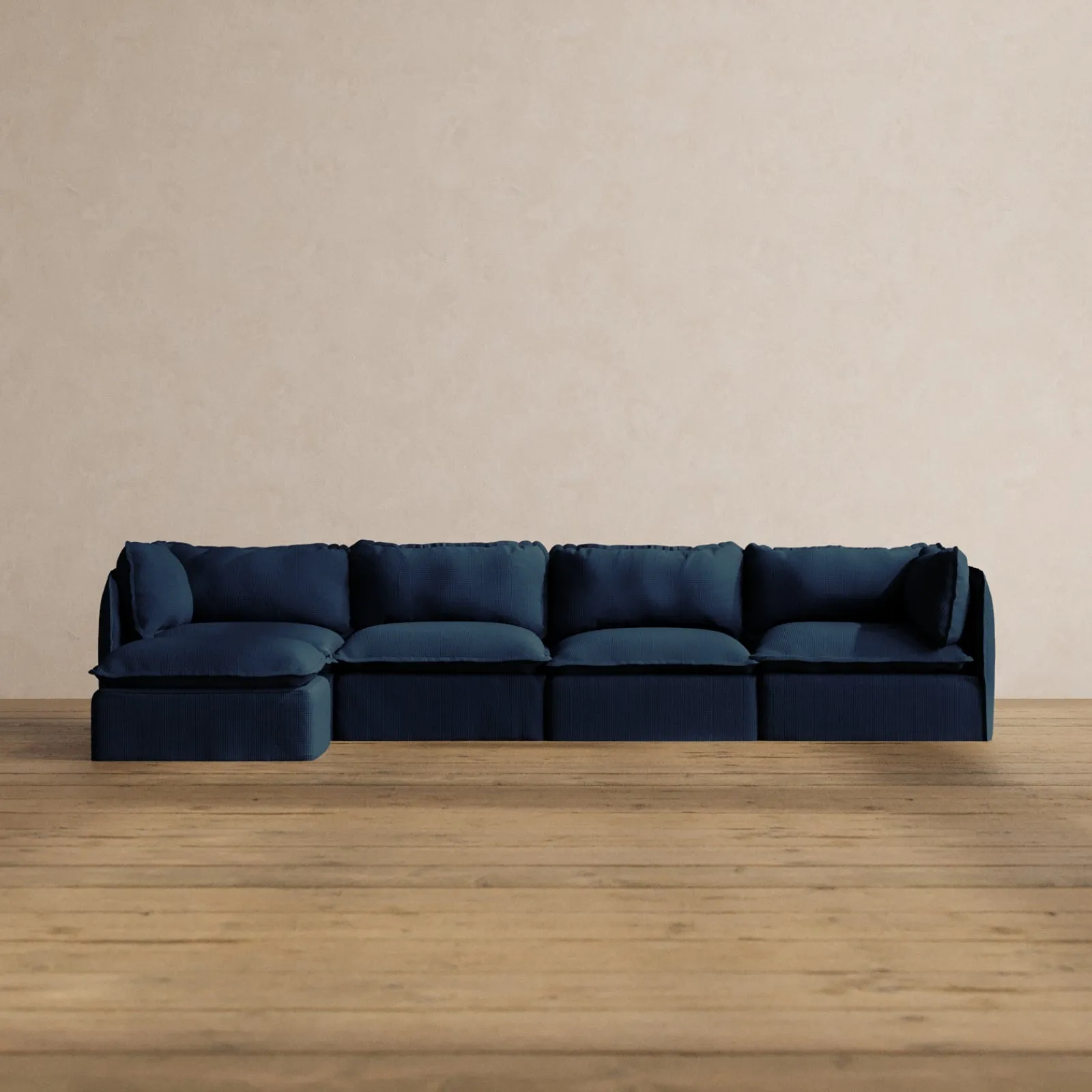 Modular Washable 4-Seater Sectional in Sumi | Deluxe  Seat | Cloud Pillow