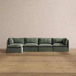 Modular Washable 4-Seater Sectional in Willow | Deluxe  Seat | Cloud Pillow