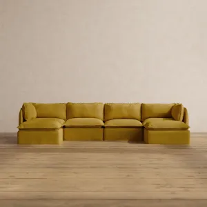 Modular Washable 4-Seater U-Sectional in Kiiro | Deluxe  Seat | Cloud Pillow