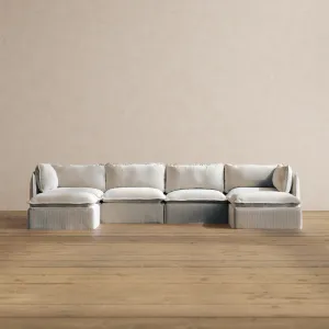 Modular Washable 4-Seater U-Sectional in Milk | Deluxe  Seat | Cloud Pillow