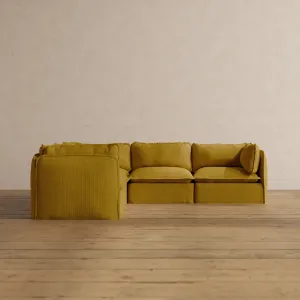 Modular Washable 5-Seater Corner Sectional in Kiiro | Deluxe  Seat | Cloud Pillow