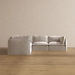 Modular Washable 5-Seater Corner Sectional in Mist | Deluxe  Seat | Cloud Pillow