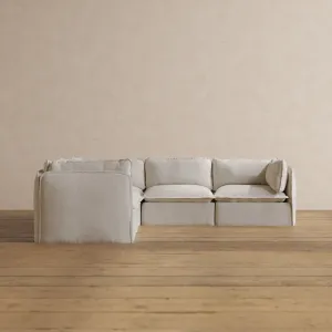 Modular Washable 5-Seater Corner Sectional in Powder | Deluxe  Seat | Cloud Pillow