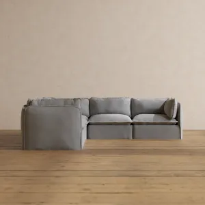 Modular Washable 5-Seater Corner Sectional in Pumice | Deluxe  Seat | Cloud Pillow