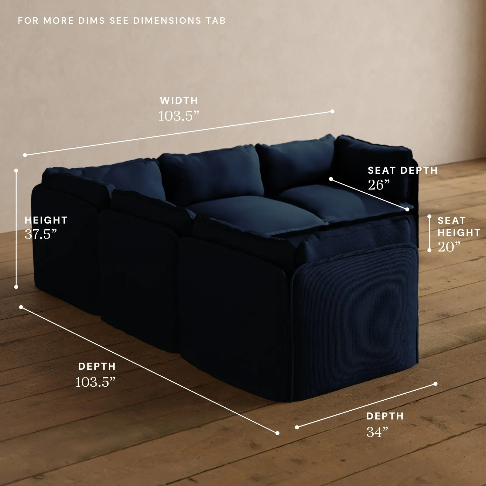 Modular Washable 5-Seater Corner Sectional in Sumi | Memorix  Seat | Contour Pillow
