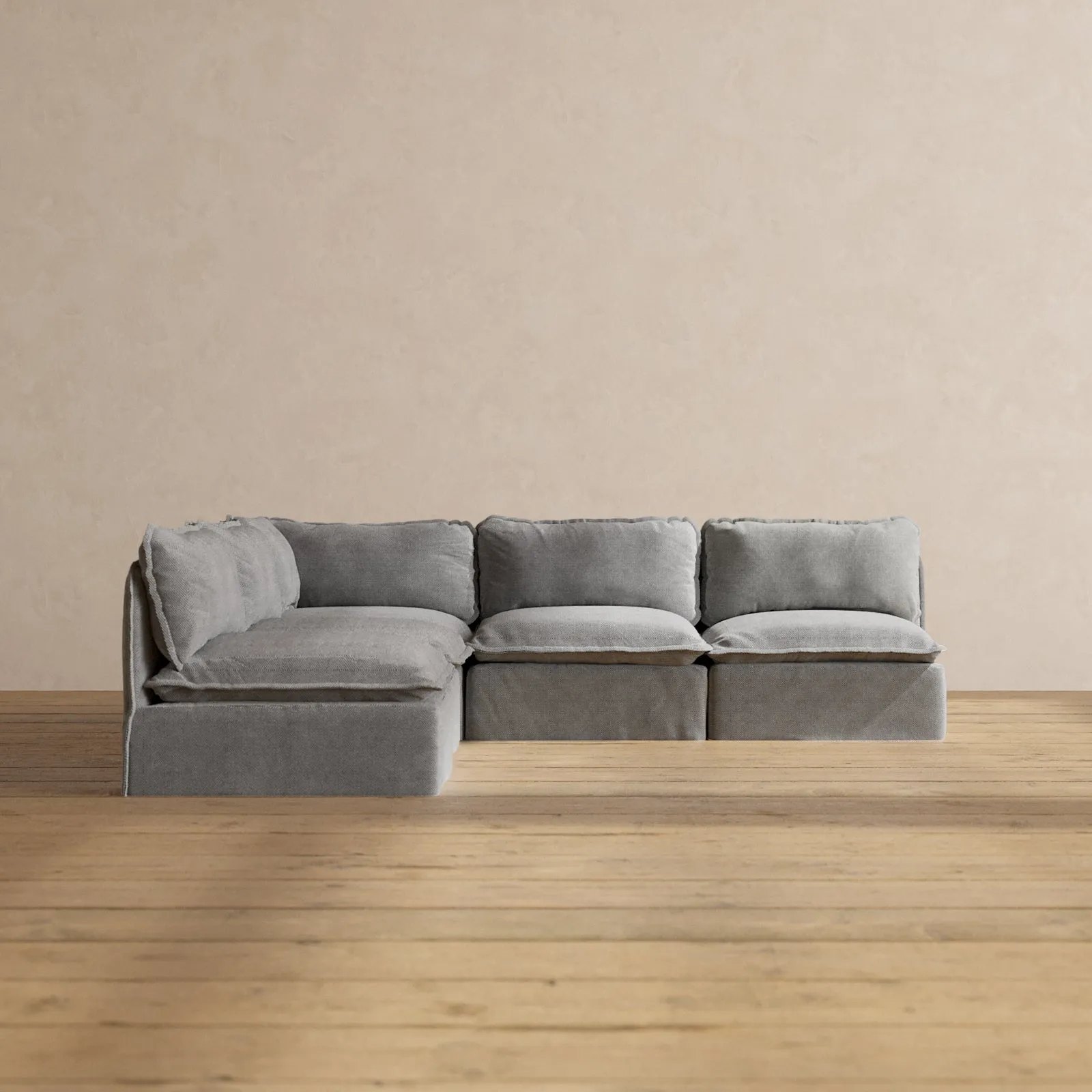 Modular Washable 5-Seater Open-Ends Corner Sectional in Ash | Memorix  Seat | Contour Pillow