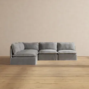 Modular Washable 5-Seater Open-Ends Corner Sectional in Ash | Memorix  Seat | Contour Pillow