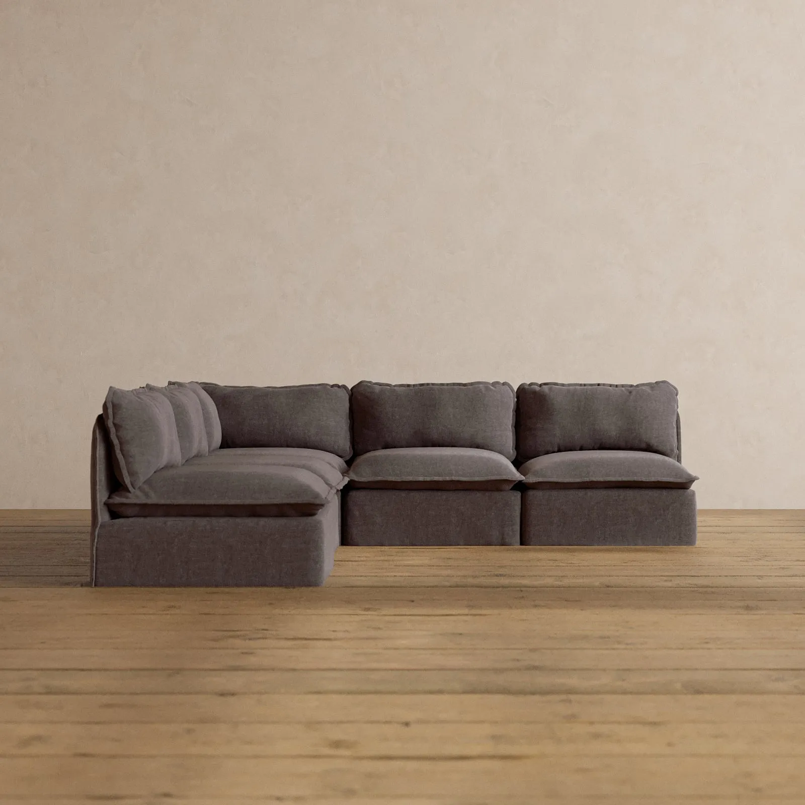 Modular Washable 5-Seater Open-Ends Corner Sectional in Caviar | Memorix  Seat | Contour Pillow