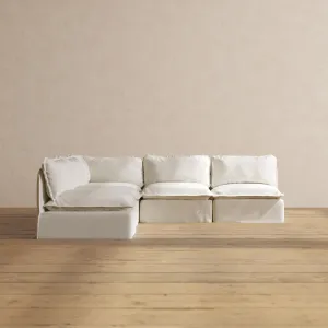 Modular Washable 5-Seater Open-Ends Corner Sectional in Eggshell | Deluxe  Seat | Cloud Pillow