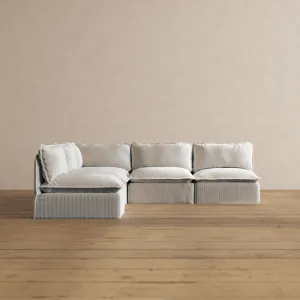 Modular Washable 5-Seater Open-Ends Corner Sectional in Milk | Deluxe  Seat | Cloud Pillow