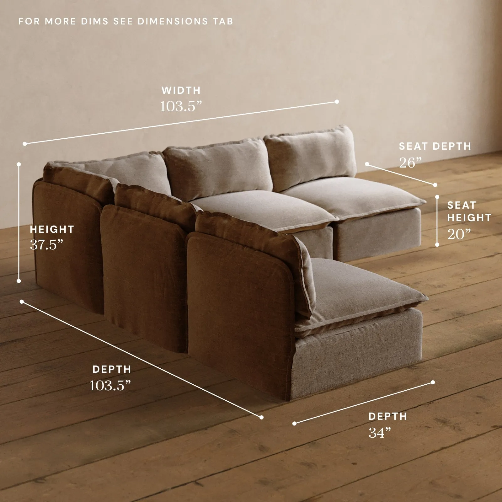 Modular Washable 5-Seater Open-Ends Corner Sectional in Mist | Memorix  Seat | Contour Pillow