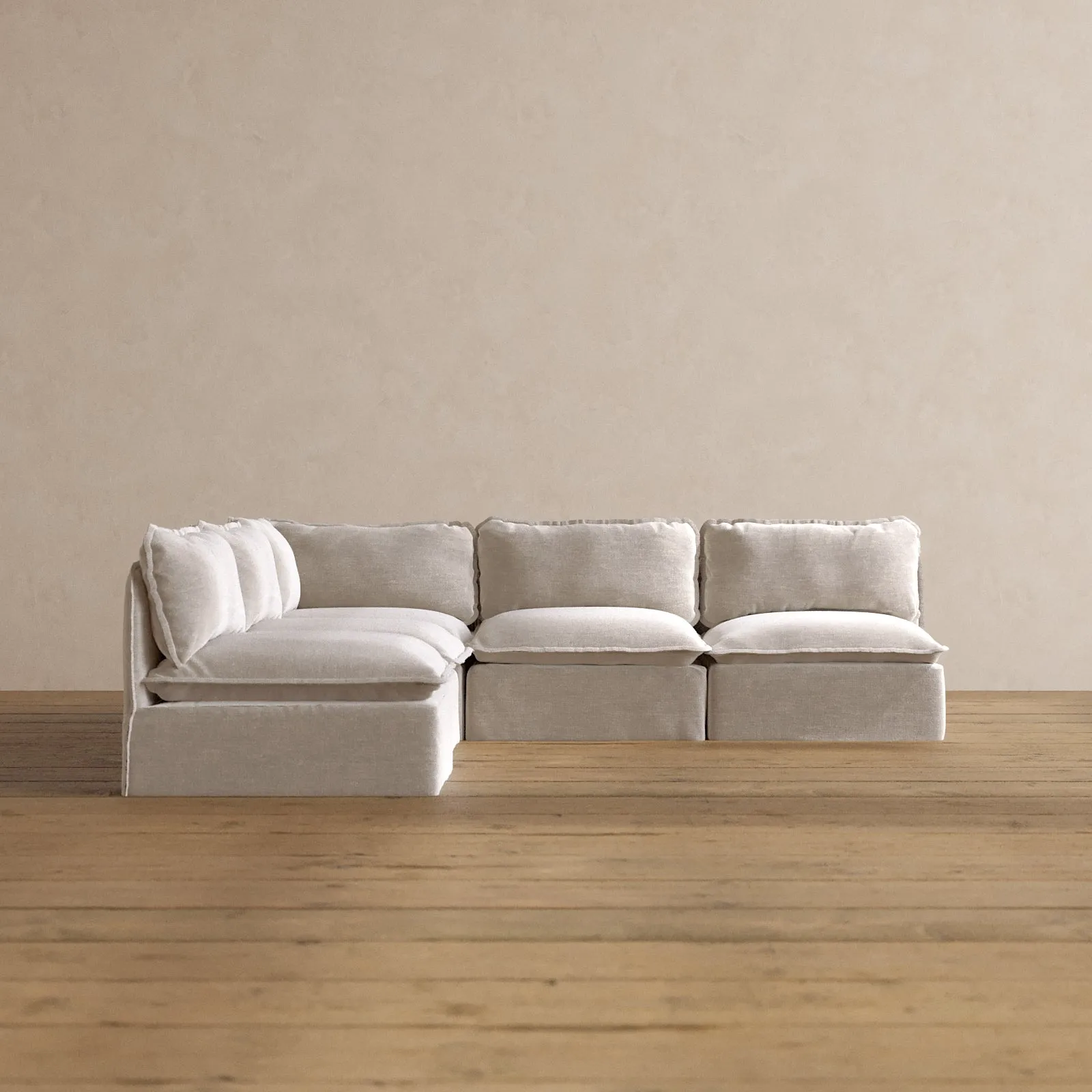 Modular Washable 5-Seater Open-Ends Corner Sectional in Mist | Memorix  Seat | Contour Pillow