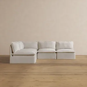 Modular Washable 5-Seater Open-Ends Corner Sectional in Powder | Deluxe  Seat | Cloud Pillow
