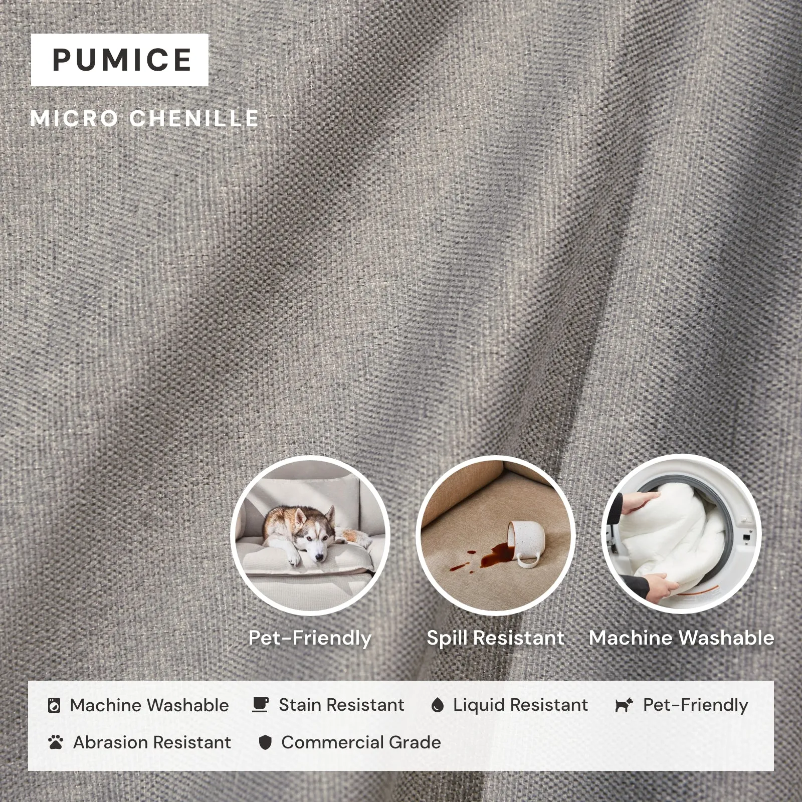 Modular Washable 5-Seater Open-Ends Corner Sectional in Pumice | Deluxe  Seat | Cloud Pillow