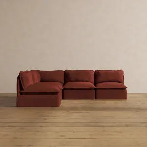 Modular Washable 5-Seater Open-Ends Corner Sectional in Rust | Memorix  Seat | Contour Pillow
