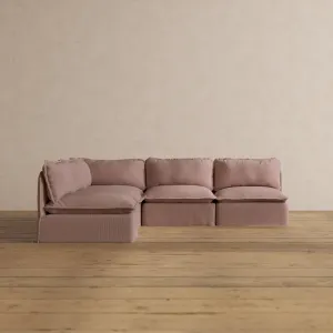 Modular Washable 5-Seater Open-Ends Corner Sectional in Sakura | Deluxe  Seat | Cloud Pillow