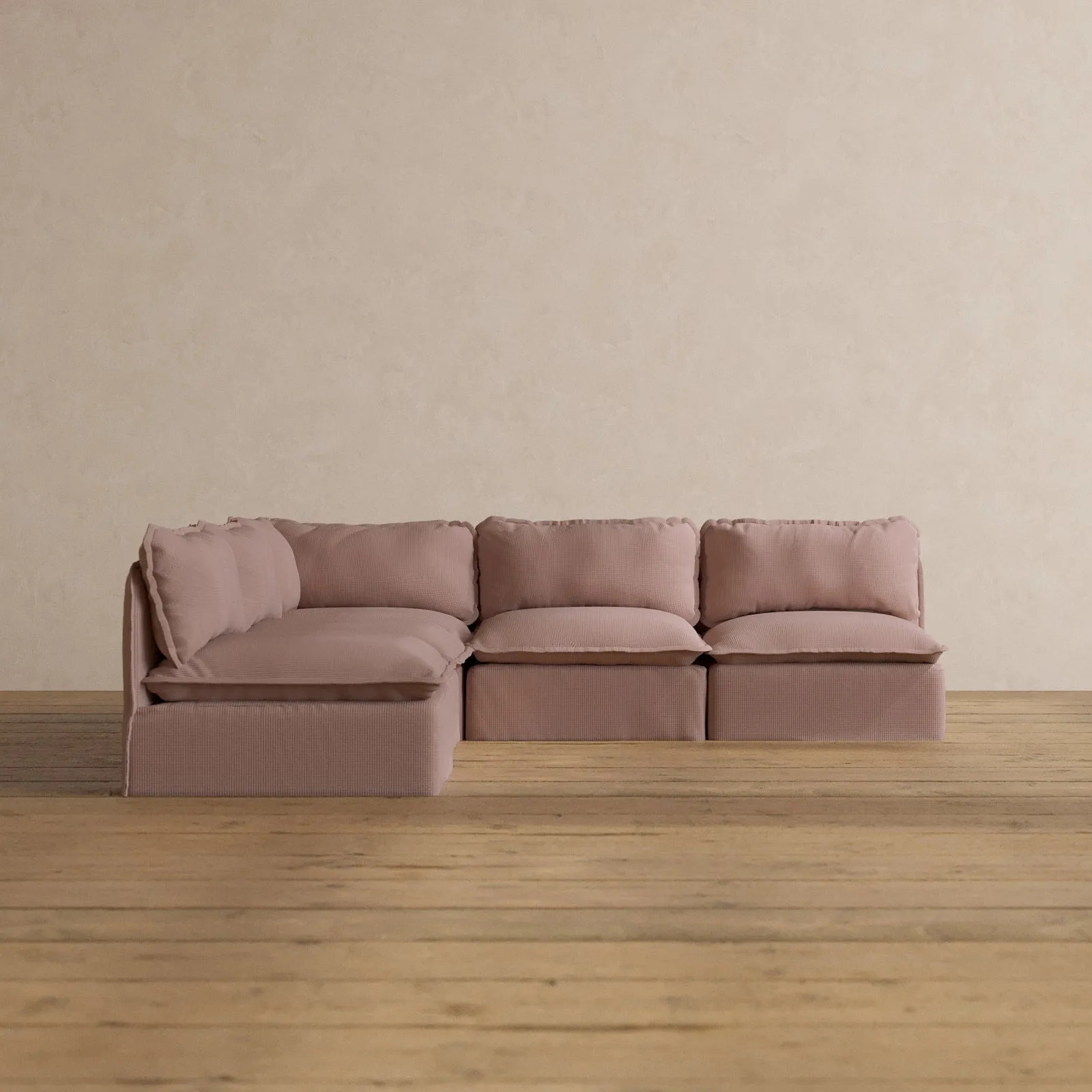 Modular Washable 5-Seater Open-Ends Corner Sectional in Sakura | Deluxe  Seat | Cloud Pillow