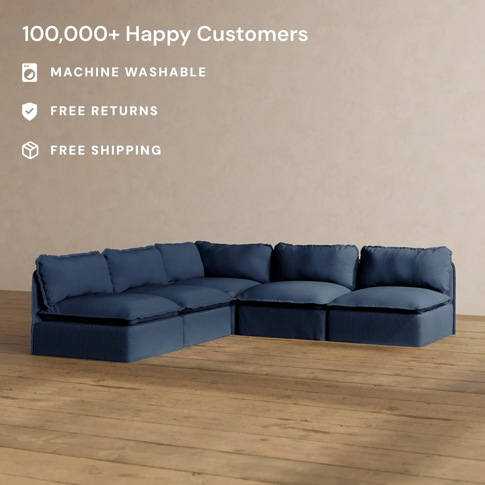 Modular Washable 5-Seater Open-Ends Corner Sectional in Sumi | Memorix  Seat | Contour Pillow