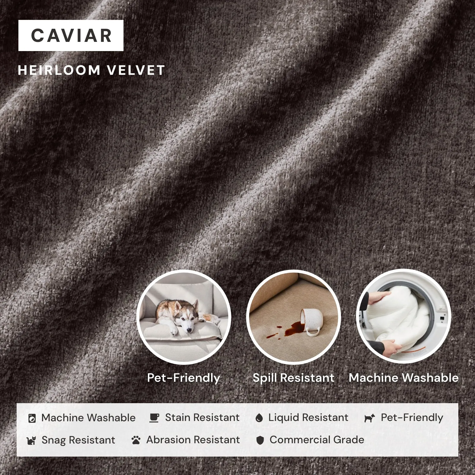 Modular Washable 5-Seater Open-Ends Corner Sectional   Ottoman in Caviar | Deluxe  Seat | Cloud Pillow