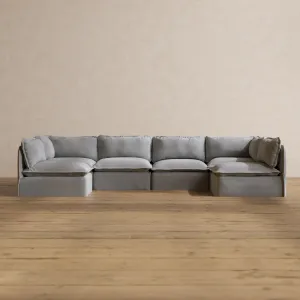 Modular Washable 6-Seater Open-Ends U-Sectional in Pumice | Memorix  Seat | Contour Pillow