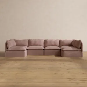 Modular Washable 6-Seater Open-Ends U-Sectional in Sakura | Memorix  Seat | Contour Pillow