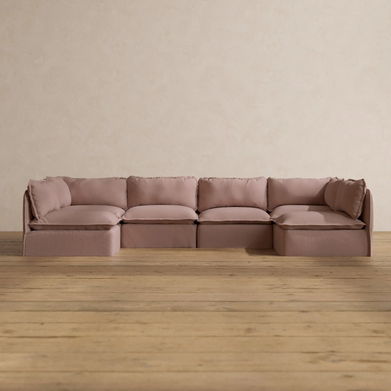 Modular Washable 6-Seater Open-Ends U-Sectional in Sakura | Memorix  Seat | Contour Pillow