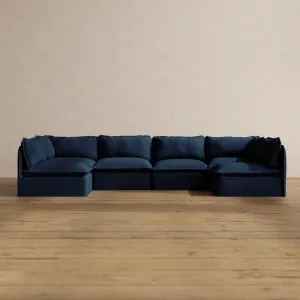 Modular Washable 6-Seater Open-Ends U-Sectional in Sumi | Memorix  Seat | Contour Pillow