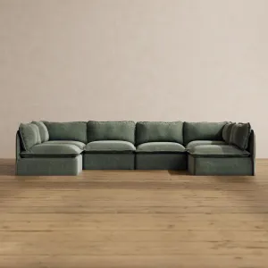 Modular Washable 6-Seater Open-Ends U-Sectional in Willow | Memorix  Seat | Contour Pillow