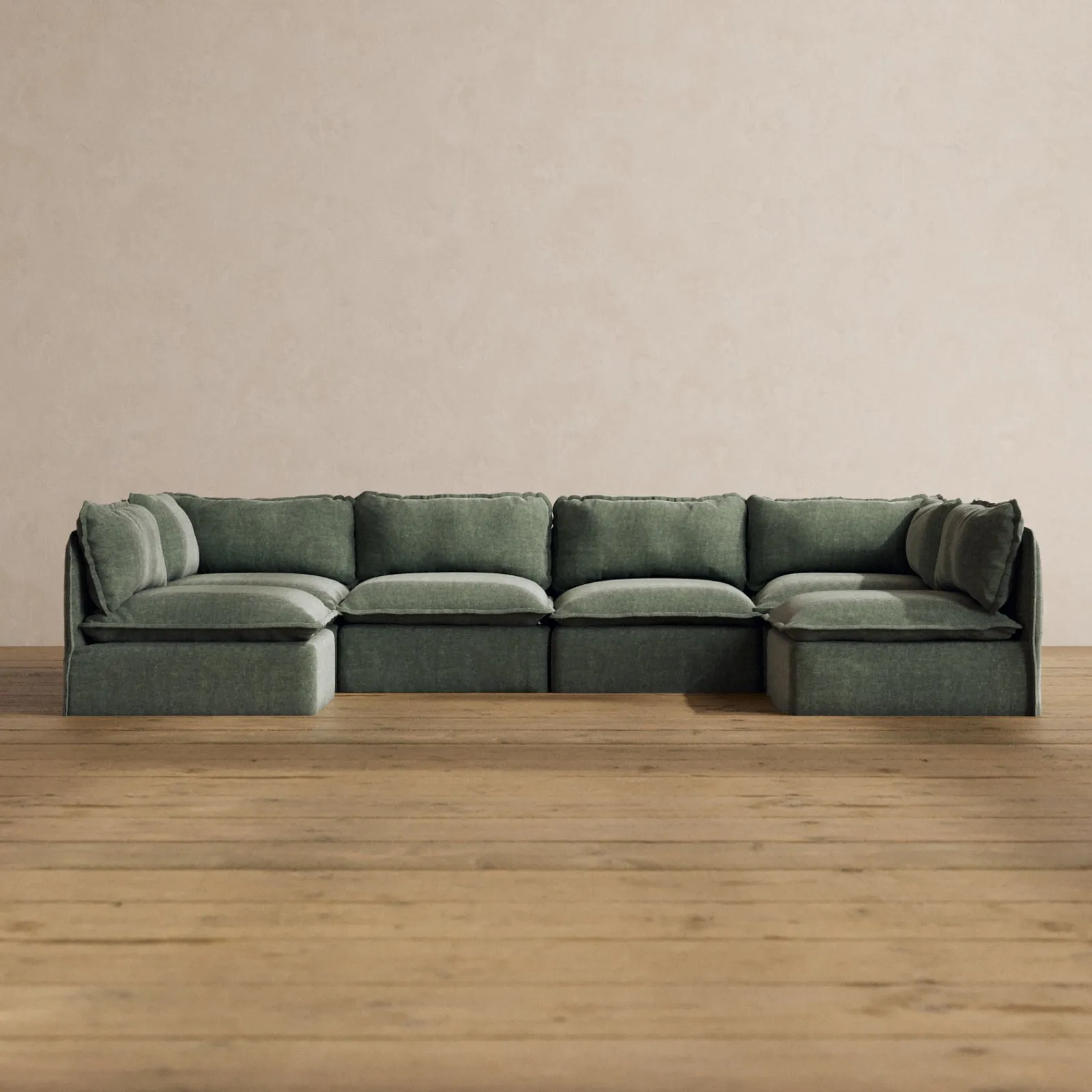 Modular Washable 6-Seater Open-Ends U-Sectional in Willow | Memorix  Seat | Contour Pillow
