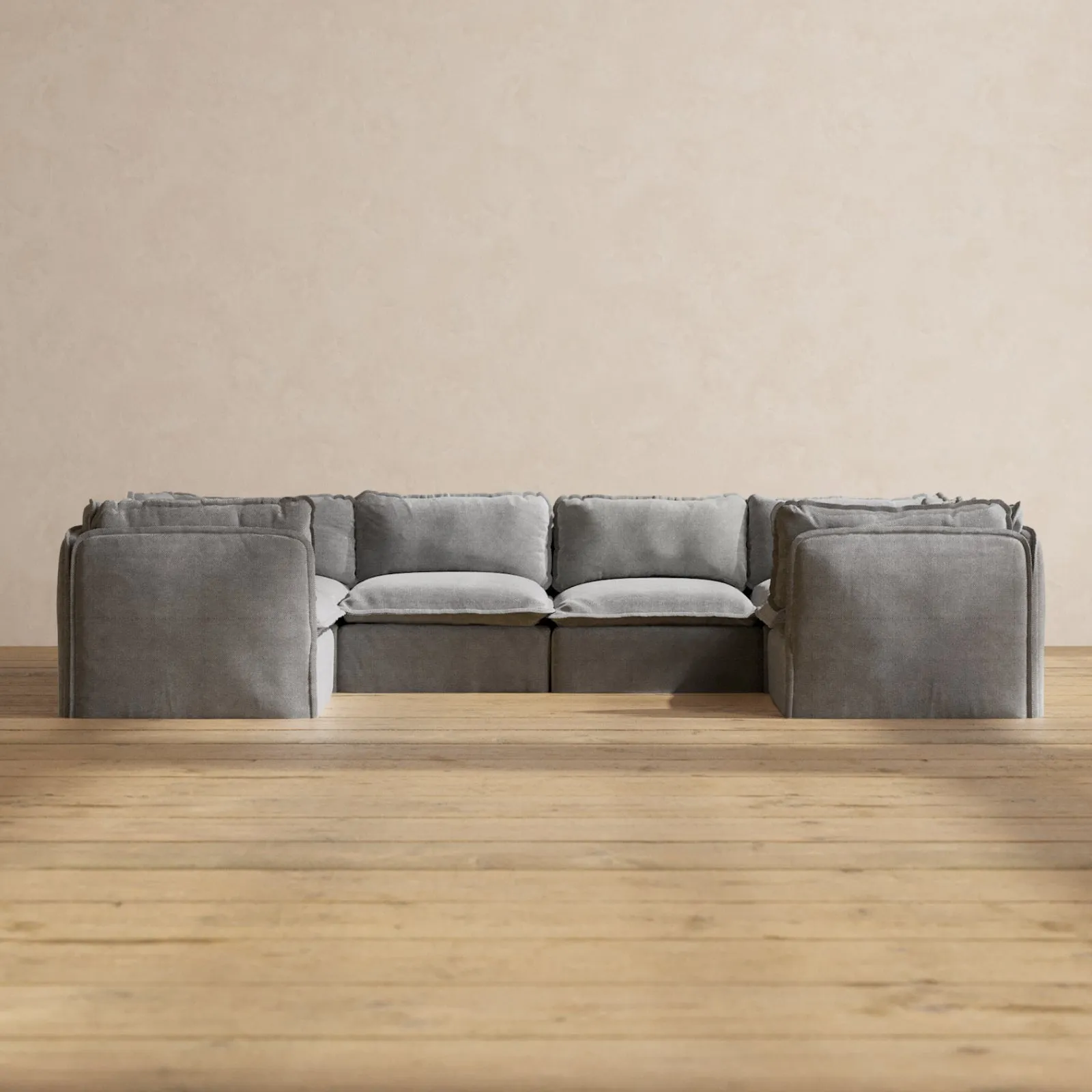 Modular Washable 6-Seater U-Sectional in Ash | Memorix  Seat | Contour Pillow