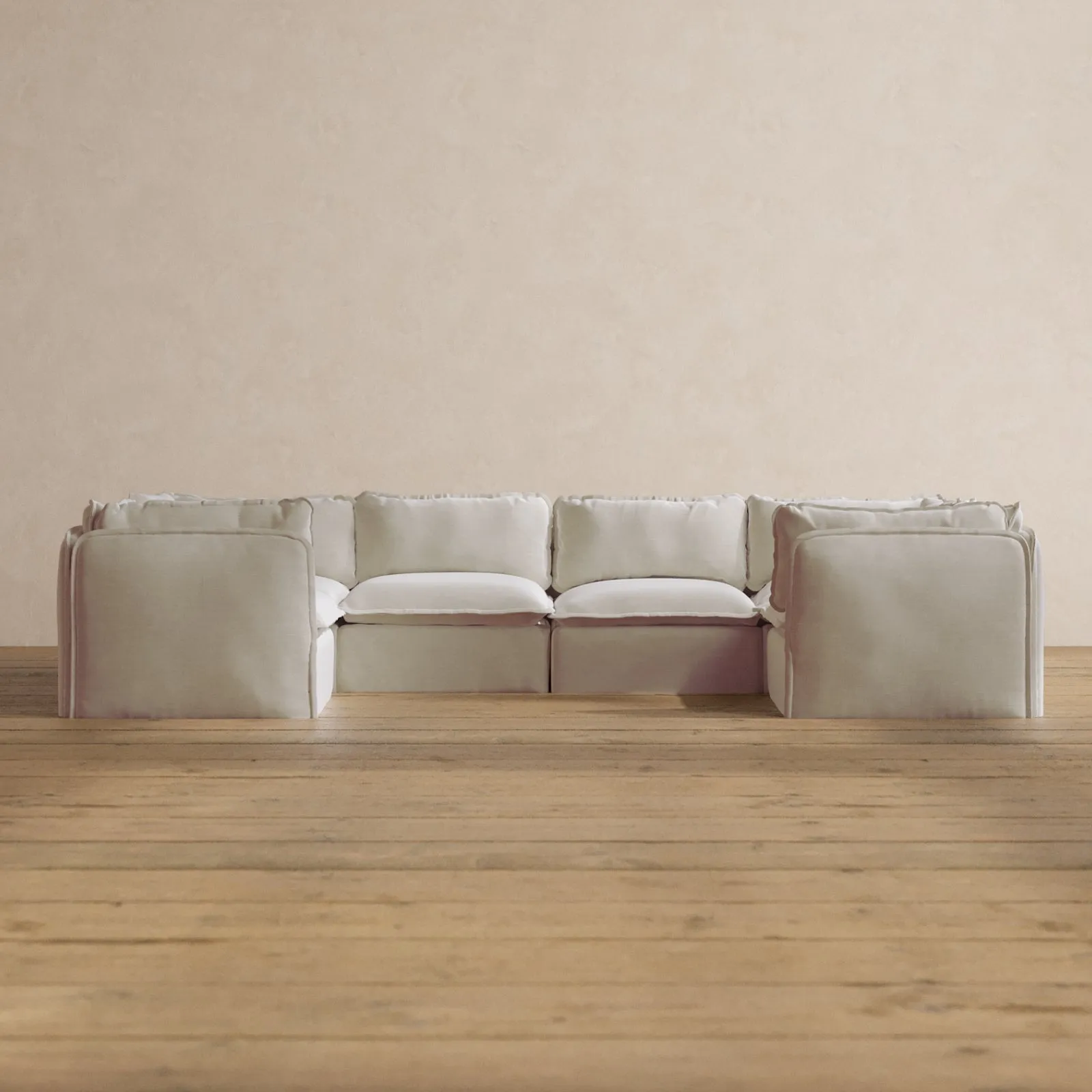 Modular Washable 6-Seater U-Sectional in Coco | Memorix  Seat | Contour Pillow