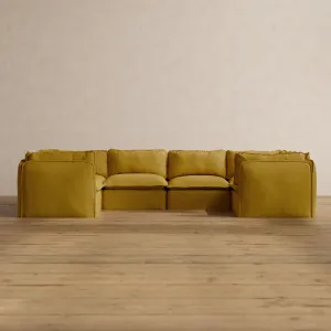 Modular Washable 6-Seater U-Sectional in Kiiro | Memorix  Seat | Contour Pillow
