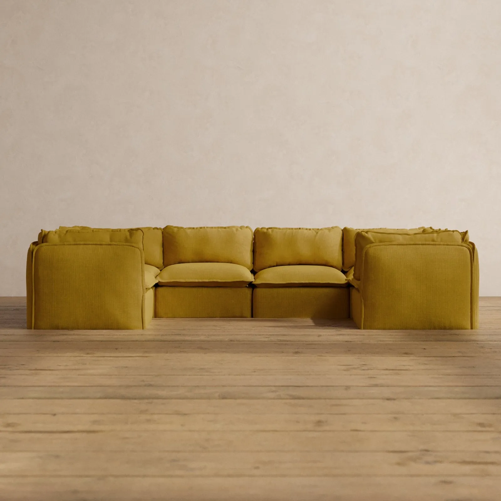 Modular Washable 6-Seater U-Sectional in Kiiro | Memorix  Seat | Contour Pillow