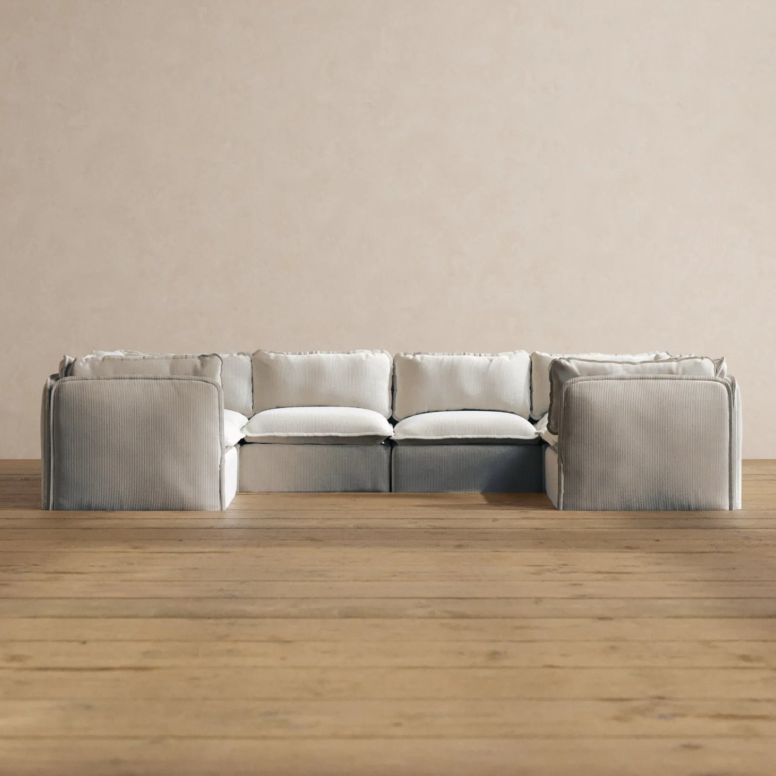 Modular Washable 6-Seater U-Sectional in Milk | Memorix  Seat | Contour Pillow