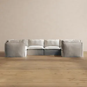 Modular Washable 6-Seater U-Sectional in Milk | Memorix  Seat | Contour Pillow