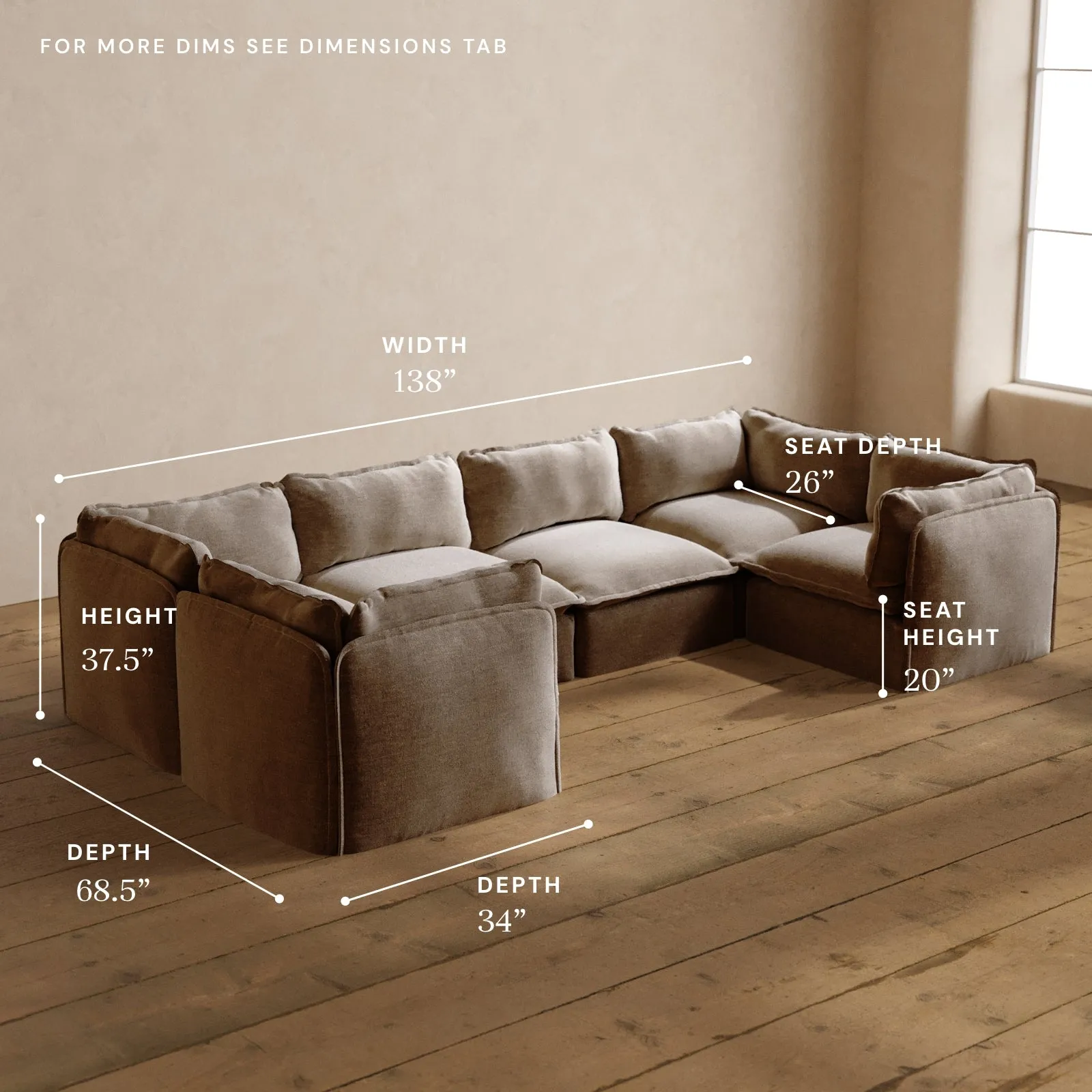 Modular Washable 6-Seater U-Sectional in Mist | Memorix  Seat | Contour Pillow