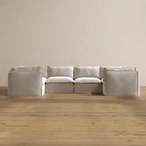Modular Washable 6-Seater U-Sectional in Mist | Memorix  Seat | Contour Pillow