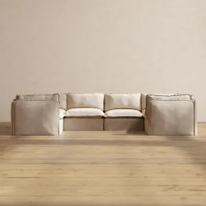 Modular Washable 6-Seater U-Sectional in Oat | Memorix  Seat | Contour Pillow