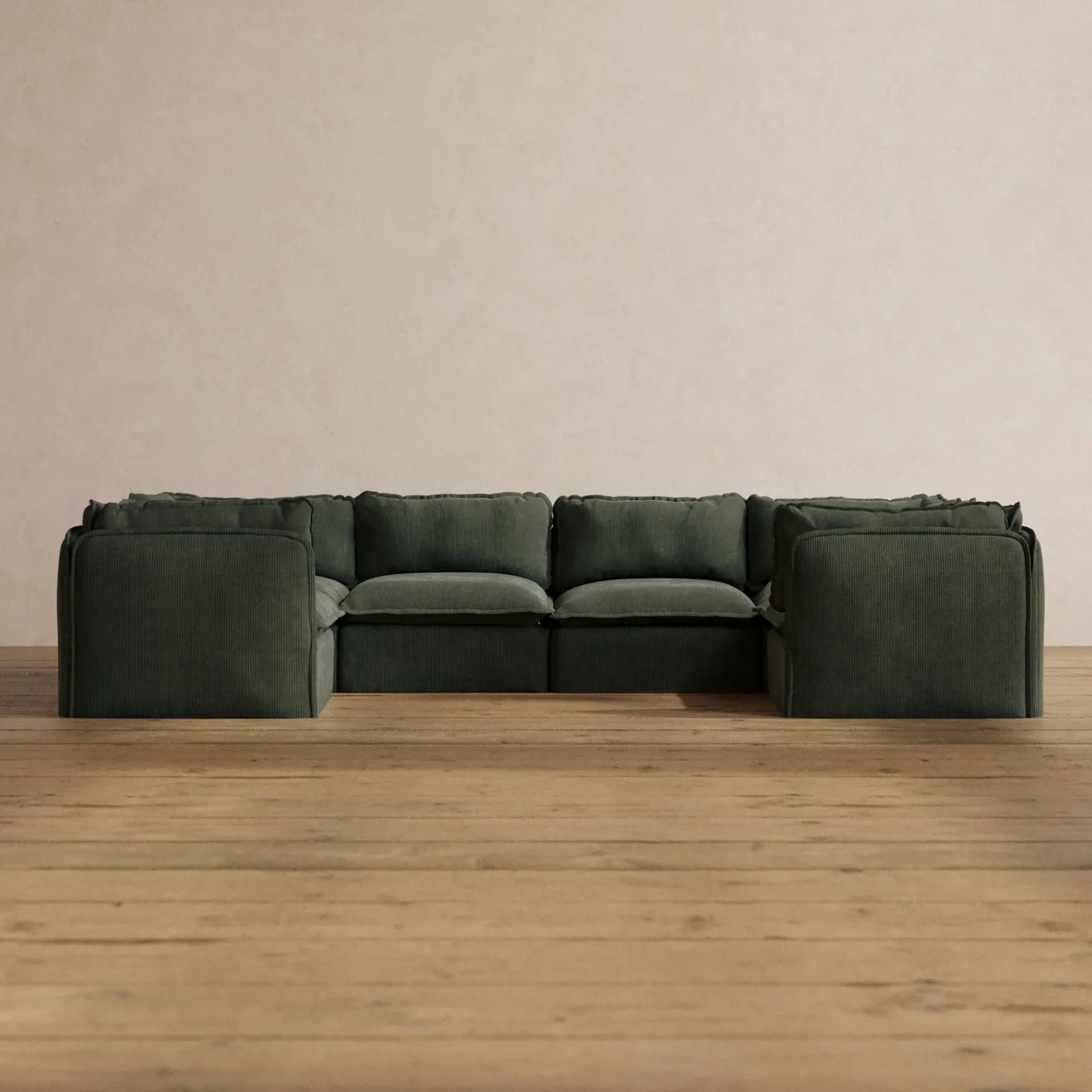 Modular Washable 6-Seater U-Sectional in Olivine | Memorix  Seat | Contour Pillow